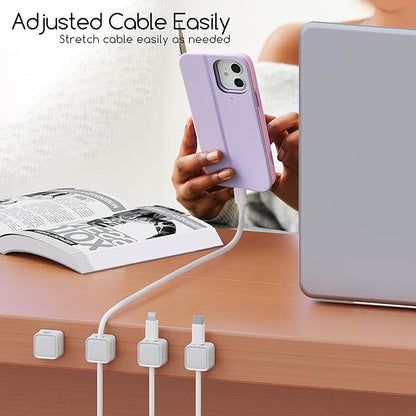 Cord Organizer Holder, 8 Pack Magnetic Desk Cable Clips Management, Hide Phone Charging Cable Keeper, Strong Adhesive Wire Charger Holder for Nightstand, Kitchen Appliances, Office Supplies