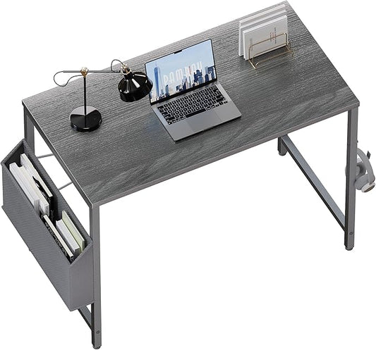 Pamray 32 Inch Computer Desk for Small Spaces with Storage Bag, Home Office Work Desk with Headphone Hook, Small Office Desk Study Writing Table