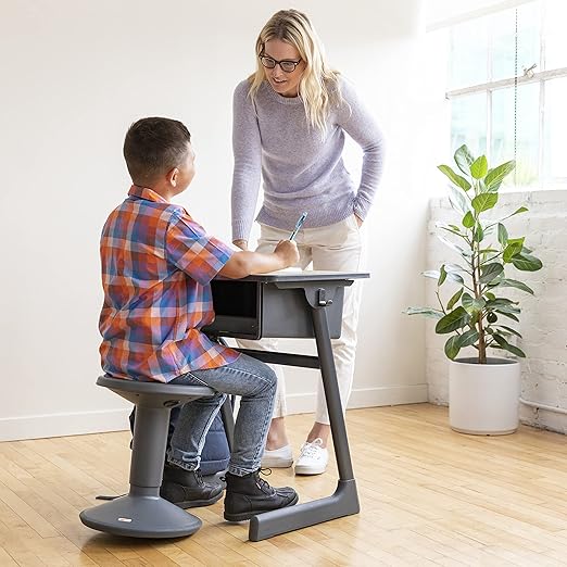 ECR4Kids SitWell Wobble Stool, Adjustable Height, Active Seating, Grey