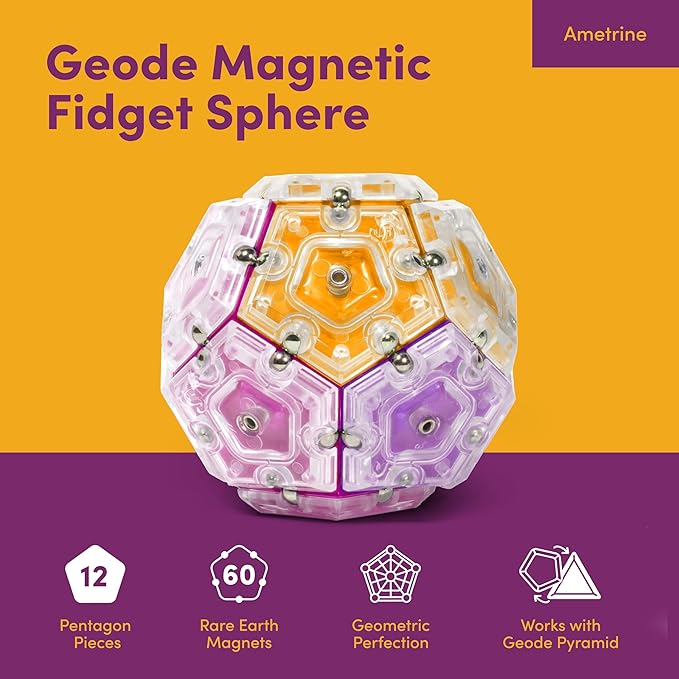 Speks Geode Sphere Magnetic Fidget Toy for Adults & Teens 14+ | Sensory Gadget for Stress Relief and Anxiety, Office Desk Toy Present, Christmas Gift, Holiday Stocking Stuffer | Warm, 12-Piece Set