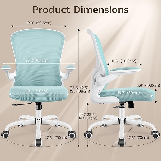 FelixKing Office Chair, Ergonomic Desk Chairs with Wheels Home Mesh Chair Adjustable Lumbar Support and Height, Ergo Chair for Working Gaming Use (Light Blue)