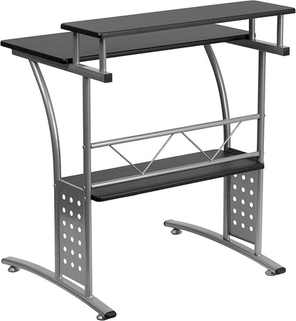 Flash Furniture Clifton Modern Office Computer Desk with Top and Bottom Storage Shelves, Small Computer Desk for Home Office, 28"W, Black