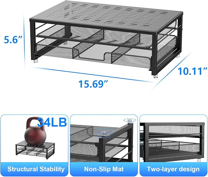 gianotter Computer Monitor Stand Riser, Desk Organizers and Accessories with Drawer, Office Desk Accessories & Workspace Desktop Organizers Storage for Classroom Office Supplies Decor (Black)