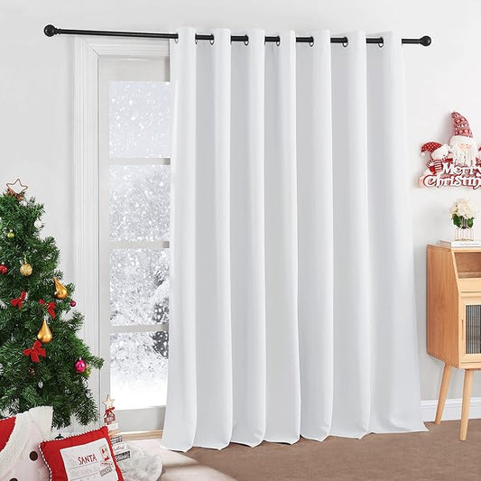 RYB HOME Room Curtains White - Extra Wide Curtain Room Darkening Privacy Shades Vertical Blind for Sliding Glass Door Open Door Sitting Room Pool House Cabin, 100 x 120 inch Long, Grayish White