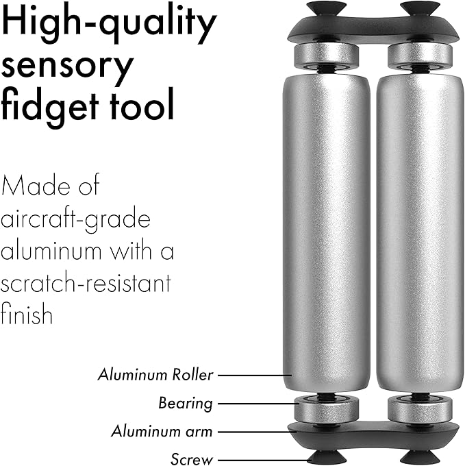 ONO Roller - Handheld Fidget Toy for Adults | Help Relieve Stress, Anxiety, Tension | Promotes Focus, Clarity | Compact, Portable Design (Full Size/Aluminum, Grey)