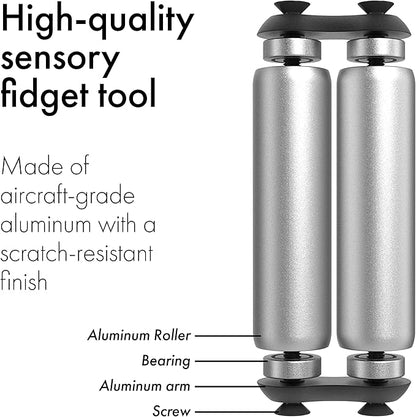 ONO Roller - Handheld Fidget Toy for Adults | Help Relieve Stress, Anxiety, Tension | Promotes Focus, Clarity | Compact, Portable Design (Full Size/Aluminum, Grey)