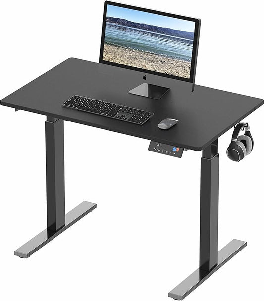 SHW Memory Preset Electric Height Adjustable Standing Desk, 40 x 24 Inches, Black