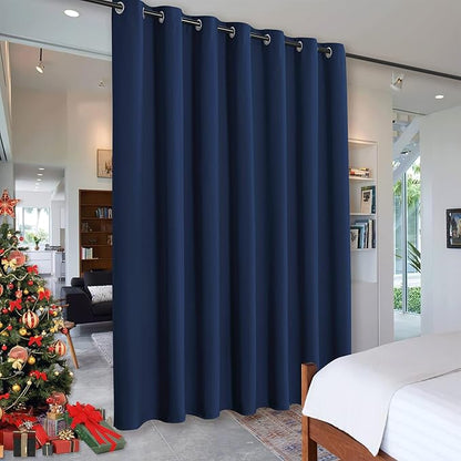 RYB HOME Room Divider Curtains, Solid Heavy Duty Blackout Drapes Soundproof Large Window Treatment for Bedroom Dining Hall Shared Area, W 150 x L 108 inches, Navy Blue, 1 Panel