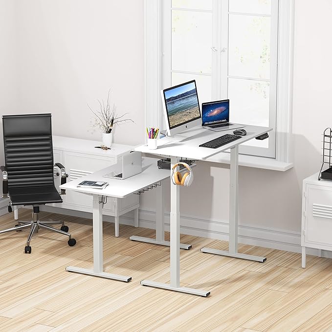 SHW Memory Preset Electric Height Adjustable Standing Desk, 48 x 24 Inches, White