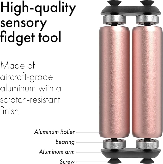 ONO Roller - Handheld Fidget Toy for Adults | Help Relieve Stress, Anxiety, Tension | Promotes Focus, Clarity | Compact, Portable Design (Full Size/Aluminum, Rose Gold)