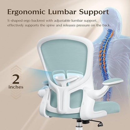 FelixKing Office Chair, Ergonomic Desk Chairs with Wheels Home Mesh Chair Adjustable Lumbar Support and Height, Ergo Chair for Working Gaming Use (Light Blue)