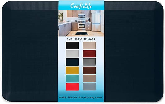 ComfiLife Anti Fatigue Floor Mat – 3/4 Inch Thick Perfect Kitchen Mats for Floor, Standing Desk Mat – Comfort at Home, Office, Garage – Durable – Stain Resistant – Non-Slip Bottom (20" x 32", Navy)