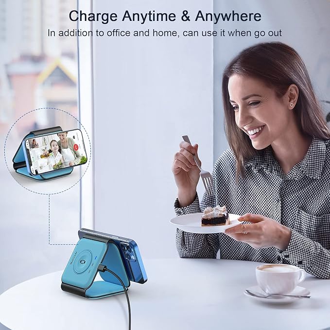 Wireless Charger 3 in 1,RTOPS Magnetic Travel Wireless Charging Station Multiple Devices,GaN 3 in 1 Charging Station,Compatible for iPhon16/15/14/13/Pro/Max,iWatch,AirPods4/3/2/Pro(Adapter Includes)