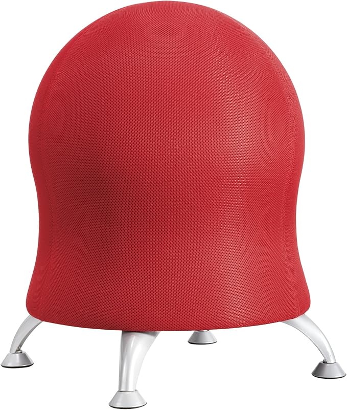 Safco Zenergy Ball Chair, Active Seating, Anti-Burst, Inflatable Chair for Home Office and Classroom, Red Vinyl