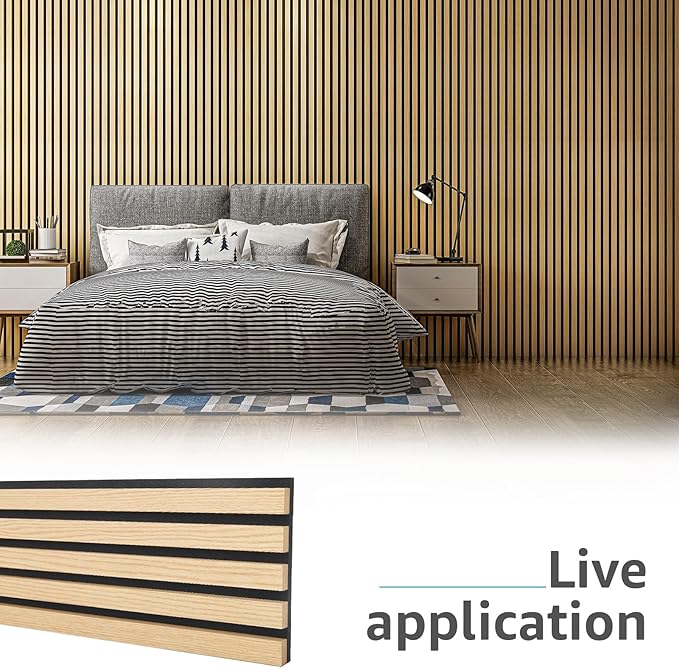 Art3d 4pcs-107 x 8in Slat Acoustic Panel for Wall and Ceiling, 3D Fluted Sound Absorbing Panel with Wood Finish, Oak