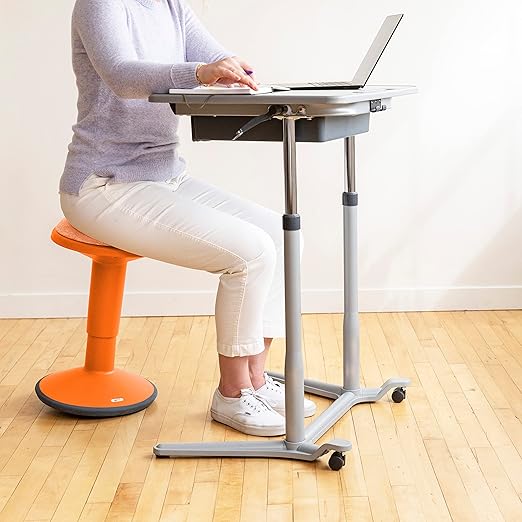 ECR4Kids Sitwell Wobble Stool with Cushion, Adjustable Height, Active Seating, Orange