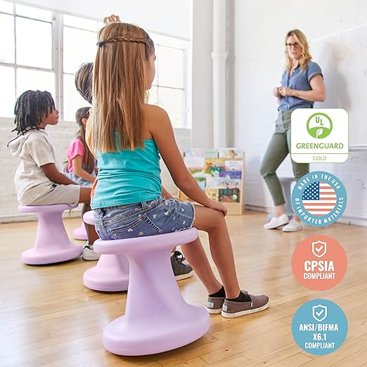 ECR4Kids Twist Wobble Stool, 14in Seat Height, Active Seating, Light Purple