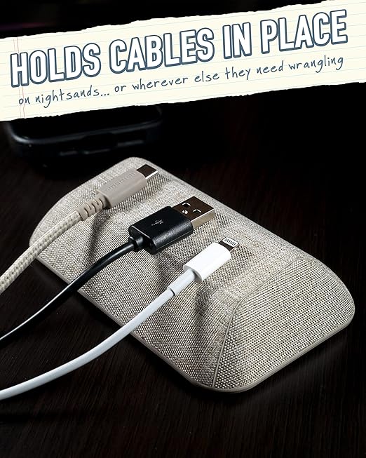 Smartish Magnetic Cord Holder - Bigger Cable Wrangler Organizer with Magnet Clips for Charger Management on Desktop, Nightstand, or Side Table - Holds 6+ Cables - Lightly Toasted Beige