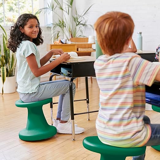 ECR4Kids Twist Wobble Stool, 14in Seat Height, Active Seating, Green