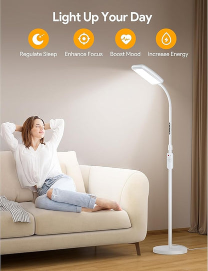 MediAcous Light Lamp 10000 Lux, Sun Light Lamp UV-Free with 5 Color Temperature & 5 Brightness Levels & Timer, Bright Light Floor lamp, Full Spectrum Daylight Lamp for Home,Office