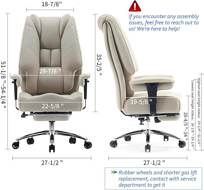 Big and Tall Office Chair 400lbs Wide Seat, Mesh High Back Executive Office Chair with Foot Rest, Ergonomic Office Chair Lumbar Support for Lower Back Pain Relief (Mesh Dark Beige)