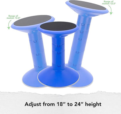 Storex Active Tilt Stool – Ergonomic Seating for Flexible Office Space and Standing Desks, Adjustable 12-24 Inch Height, Blue (00321U01C)