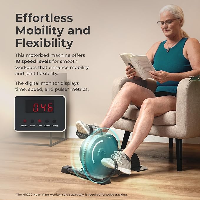 Sunny Health & Fitness Dual Function Under Desk Pedal Exerciser, Portable Indoor Cardio Mini Bike at Home, Arm/Leg Cycle for Seniors, Optional Magnetic, Motorized & Free SunnyFit App Bluetooth Connect