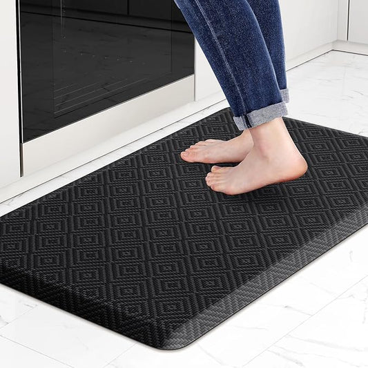 Mattitude Kitchen Mat Cushioned Anti-Fatigue Floor Mat Waterproof Non-Slip Mats and Rugs Standing and Comfort Desk Mats for House Sink Office Laundry (Black, 17.3"x28")