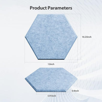 12 Pack Acoustic Panels Self Adhesive Sound Proof Foam, High Density Sound Acoustic Foam Panel, 12X10.23X0.4 Inch Hexagon Wall Panels in Home,Office,Reccording Room,Studio(Light Sky Blue)