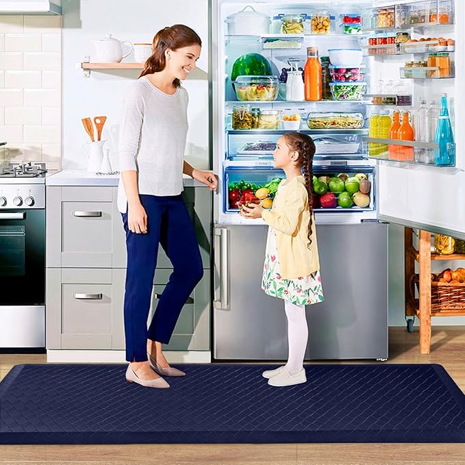 HappyTrends Kitchen Floor Mat - 4/5 Inch Thick Anti-Fatigue Kitchen Rug,Waterproof Non-Slip Kitchen Mats and Rugs Heavy Duty Ergonomic Comfort Rug for Kitchen,Office,Sink,Laundry,(22"x72", Blue)