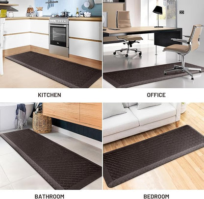 HappyTrends Kitchen Floor Mat - 4/5 Inch Thick Anti-Fatigue Kitchen Rug,Waterproof Non-Slip Kitchen Mats and Rugs Heavy Duty Ergonomic Comfort Rug for Kitchen,Office,Sink,Laundry,(22"x72", Chocolate)