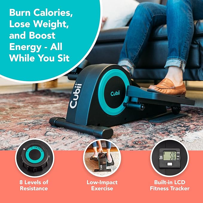 Cubii JR1, Under Desk Elliptical, Under Desk Bike Pedal Exerciser, Seated Elliptical, Work from Home Fitness, Mini Elliptical Machines for Home Use, Cubii Exerciser for Seniors, Desk Exercise