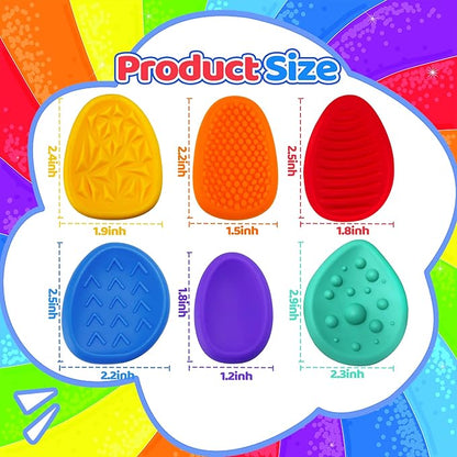 Fidget Sensory Toys for Kids Adults 6 PC Easter Basket Stuffers Silicone Worry Stone for Autism ADHD Teens Silent Calm Down Toy Quiet Fidgets Stress Items Anxiety Relief Gift for Classroom Prizes