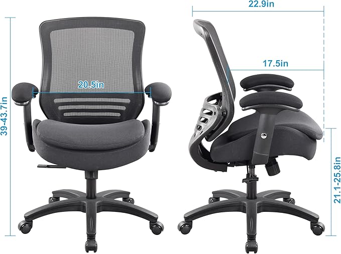 BOLISS 400lbs Ergonomic Office Chair, Home Desk Chair,Super Soft Adjustable Arms,Molded Double Seat Cushion Foam Seat and Lumbar Support (Black)