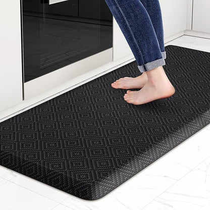 Mattitude Kitchen Mat Cushioned Anti-Fatigue Floor Mat Waterproof Non-Slip Mats and Rugs Standing and Comfort Desk Mats for House Sink Office Laundry (Black, 17.3"x39")