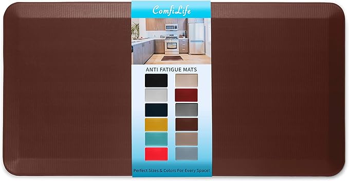 ComfiLife Anti Fatigue Floor Mat – 3/4 Inch Thick Perfect Kitchen Mat, Standing Desk Mat – Comfort at Home, Office, Garage – Durable – Stain Resistant – Non-Slip Bottom (20" x 39", Brown)