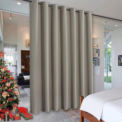 RYB HOME Blackout Curtains Soundproof Energy Saving Insulating Privacy Room Divider Curtains for Patio Sliding Glass Door Living Room Garage Home Theatre Large Window, W 150 x L 90 inches, Sand