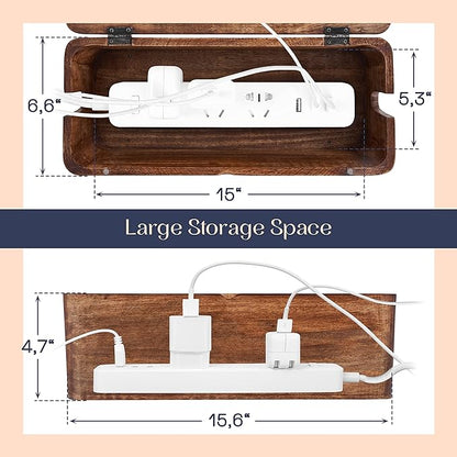 Large Cable Management Box - Cable Organizer Box and Power Strip Box for Electrical Cord Management - Desk Cord Hider and Floor Cable Management - Wire Storage and Organization for Cords