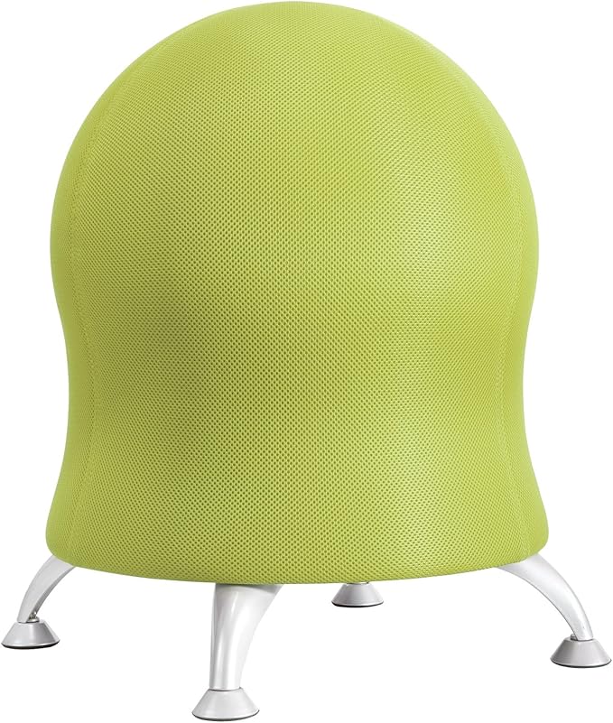 Safco Zenergy Ball Chair, Active Seating, Anti-Burst, Inflatable Chair for Home Office and Classroom, Green Mesh