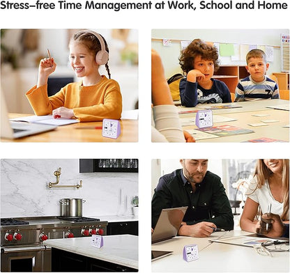 Visual Timer with Protective Case, 60-Minute Countdown Timer for Kids Autism ADHD Classroom Home Office, Countdown Clock for Teaching Work Meeting, Pomodoro Timer for Time Management Education, Purple