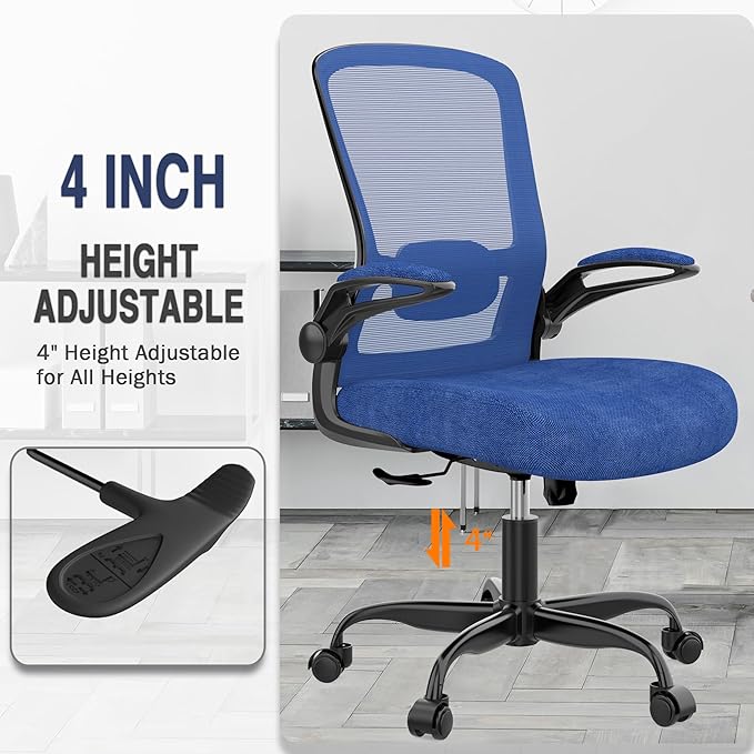 Office Chair, Ergonomic Desk Chair with Adjustable Lumbar Support, High Back Mesh Computer Chair with Flip-up Armrests-BIFMA Passed Task Chairs, Executive Chair for Home Office