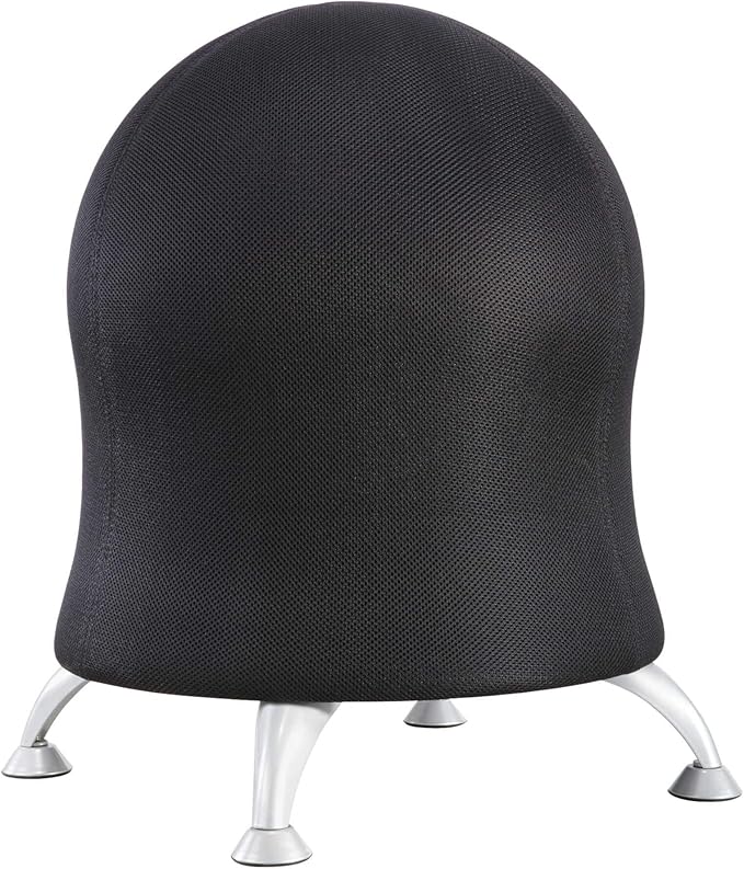 Safco Zenergy Ball Chair, Active Seating, Anti-Burst, Inflatable Chair for Home Office and Classroom, Black Mesh