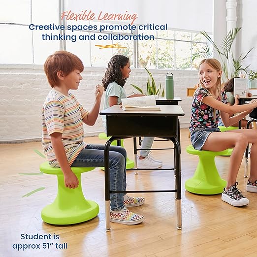 ECR4Kids Twist Wobble Stool, 14in Seat Height, Active Seating, Lime Green