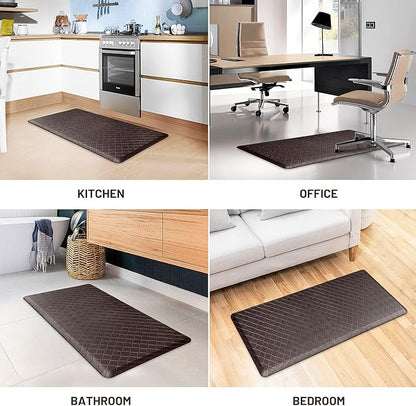 HappyTrends Kitchen Mat Cushioned Anti-Fatigue Kitchen Rug,17.3"x39",Thick Waterproof Non-Slip Kitchen Mats and Rugs Heavy Duty Ergonomic Comfort Rug for Kitchen,Floor,Office,Laundry,Chocolate