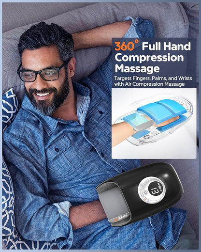 Hand Massager with Heat and Compression: Full Hand and Wrist Massage with Palm Kneading Rollers - Valentines Day Gifts to Arthritis and Carpal Tunnel Pain Relief Relaxation & Circulation