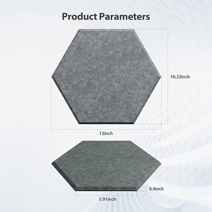 12 Pack Acoustic Panels Self Adhesive Sound Proof Foam, High Density Sound Acoustic Foam Panel, 12X10.23X0.4 Inch Hexagon Wall Panels in Home,Office,Reccording Room,Studio(Moonlight Grey)