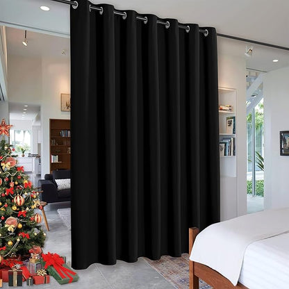 RYB HOME Blackout Curtains Soundproof Energy Saving Insulating Privacy Room Divider Curtains for Patio Sliding Glass Door Living Room Garage Home Theatre Large Window, W 150 x L 90 inches, Black