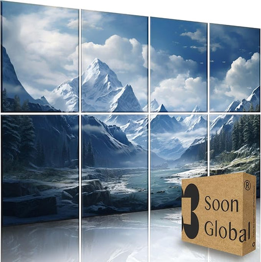 8-Pack Acoustical Wall Panels, 48 X 32 Inches Art Acoustic Panels, Decorative Acoustic Panels, Acoustic Wall Panels, Sound Absorbing Wall Art, Neige Éthérée