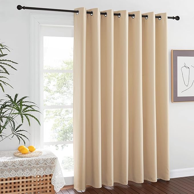 NICETOWN Room Divider Heavy Curtain Screen Partitions, Basement Hospital Medical Clinic Spa Lab Cubicle Divider Privacy Screen, Patio Door Curtain (Biscotti Beige, 1 Panel, 8.3ft Wide x 11ft Long)