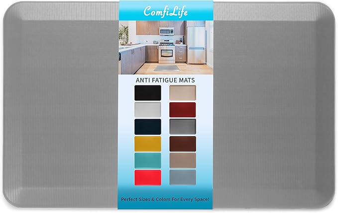 ComfiLife Anti Fatigue Floor Mat – 3/4 Inch Thick Perfect Kitchen Mats for Floor, Standing Desk Mat – Comfort at Home, Office, Garage – Durable – Stain Resistant – Non-Slip Bottom (20" x 32", Gray)